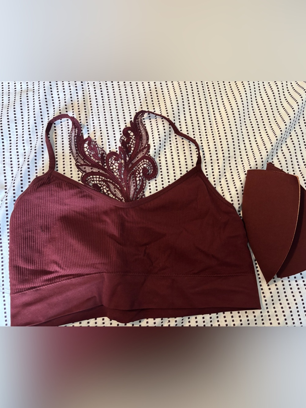 Maurices Ribbed Lace-Front Bralette in Burgundy
